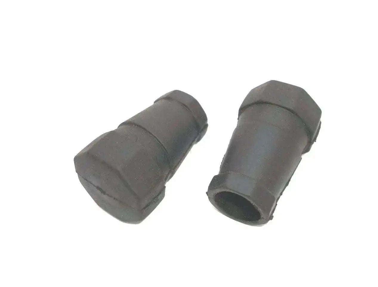 Rubber center stand feet, black, pair of cylindrical caps with open ends
