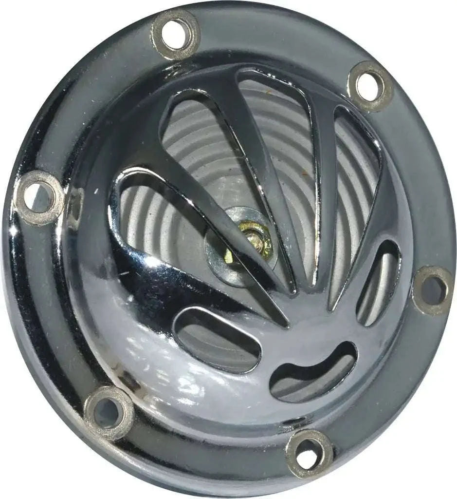 Chrome 6 volt car horn with durable metal construction for motorcycles and scooters