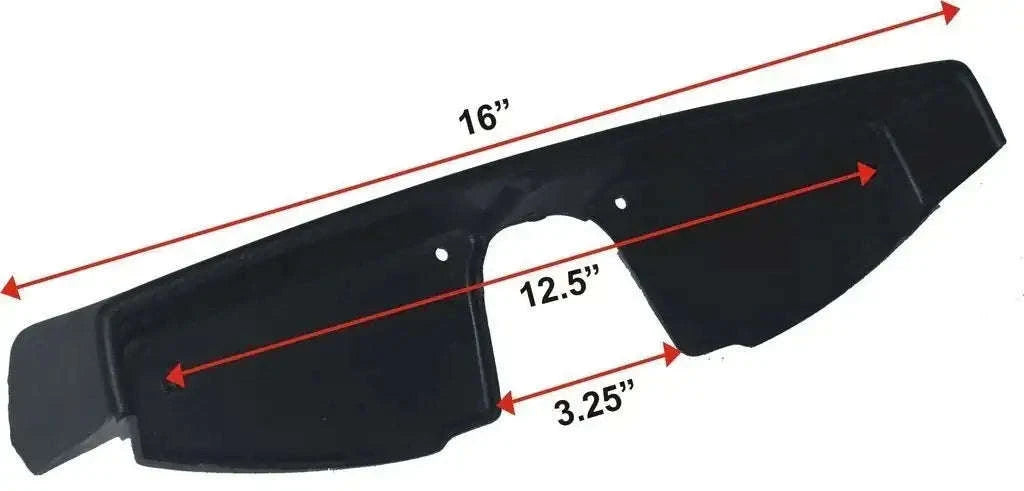 Black front leg shield panel, 16 in long, 12.5 in wide, 3.25 in deep