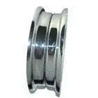 Chrome wheel rim side view with outer lip and visible bolt openings