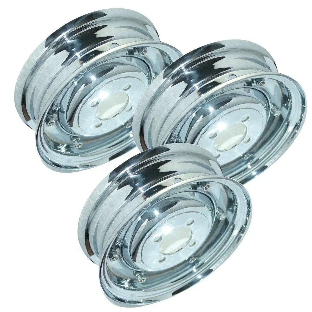Vespa Chrome Wheel Rim Set of 3, 3.50 in x 8 in for vintage scooters