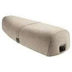 Vespa scooter seat saddle end view in beige with black side latch