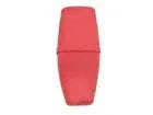 Red single seat saddle cover with front and rear rounded contours
