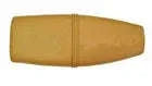 Yellow motorcycle seat saddle cushion with central seam, tapered profile, and rounded sides