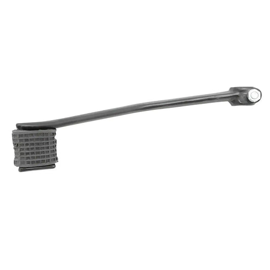 Black powder-coated kick starter lever with textured rubber grip and mounting bolt