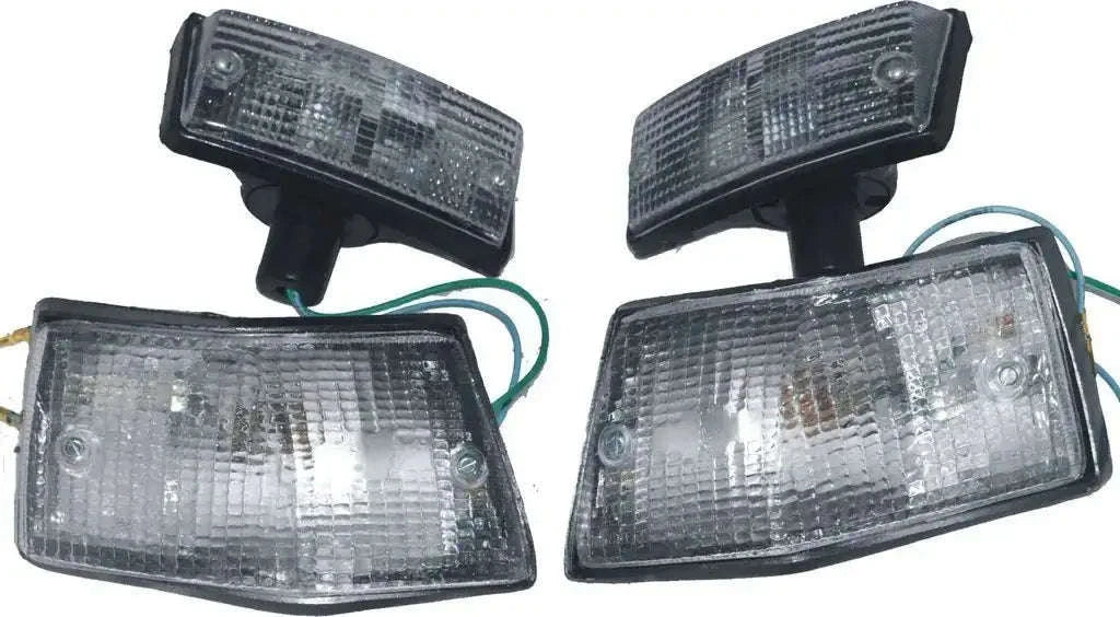 Front & Rear Indicator/Blinker set for motorcycles and scooters, durable plastic housing with clear lenses