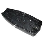 Vespa seat saddle underside in black with mounting holes and textured surface
