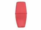 Red single seat saddle cover with front and rear rounded contours