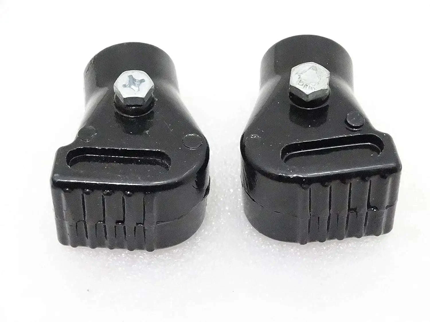 Alloy stand feet pair, durable black material, designed for motorcycles and scooters support
