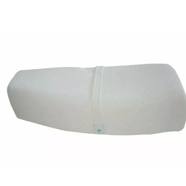 White scooter saddle seat, slightly contoured shape with mid seam
