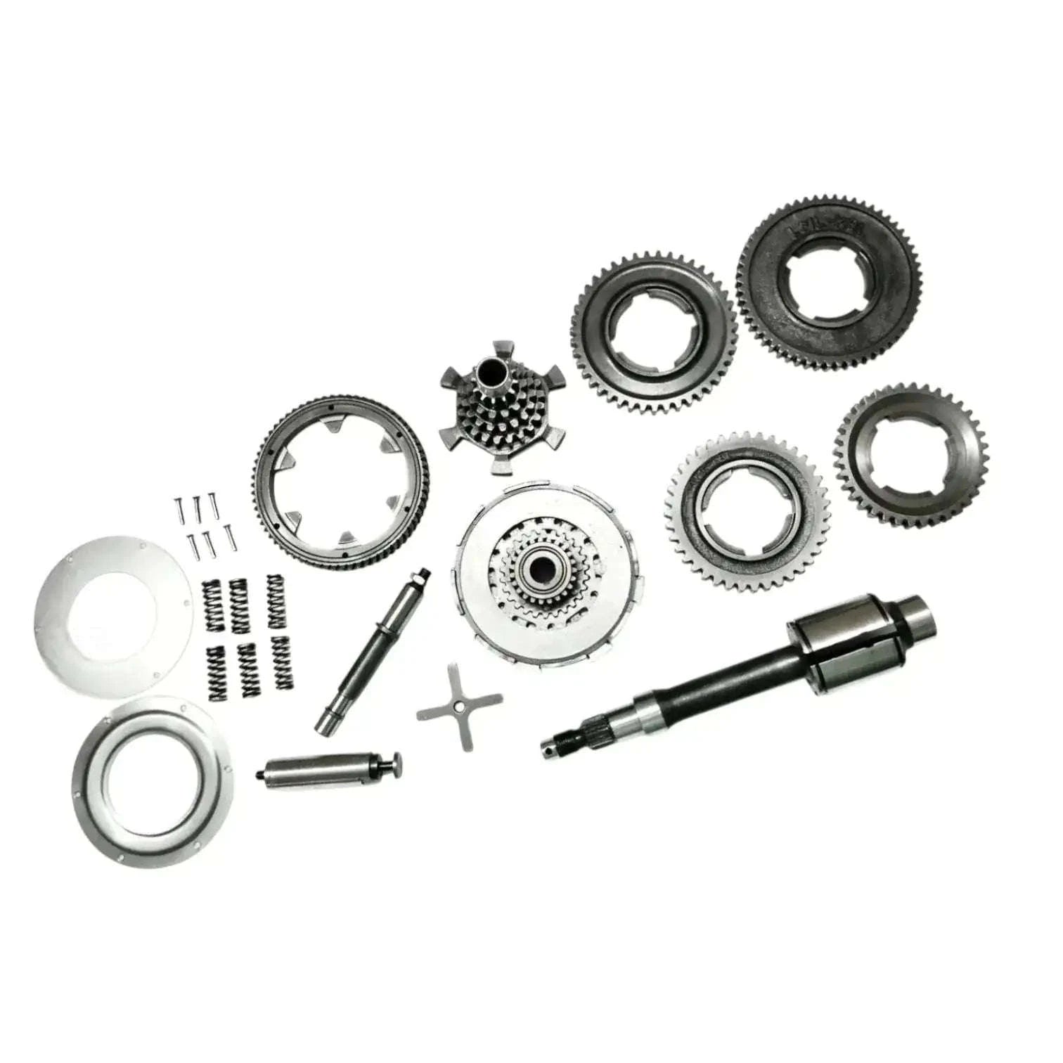 Vespa PX200 gearbox replacement kit with various steel clutch shaft cross parts for motorcycle repair