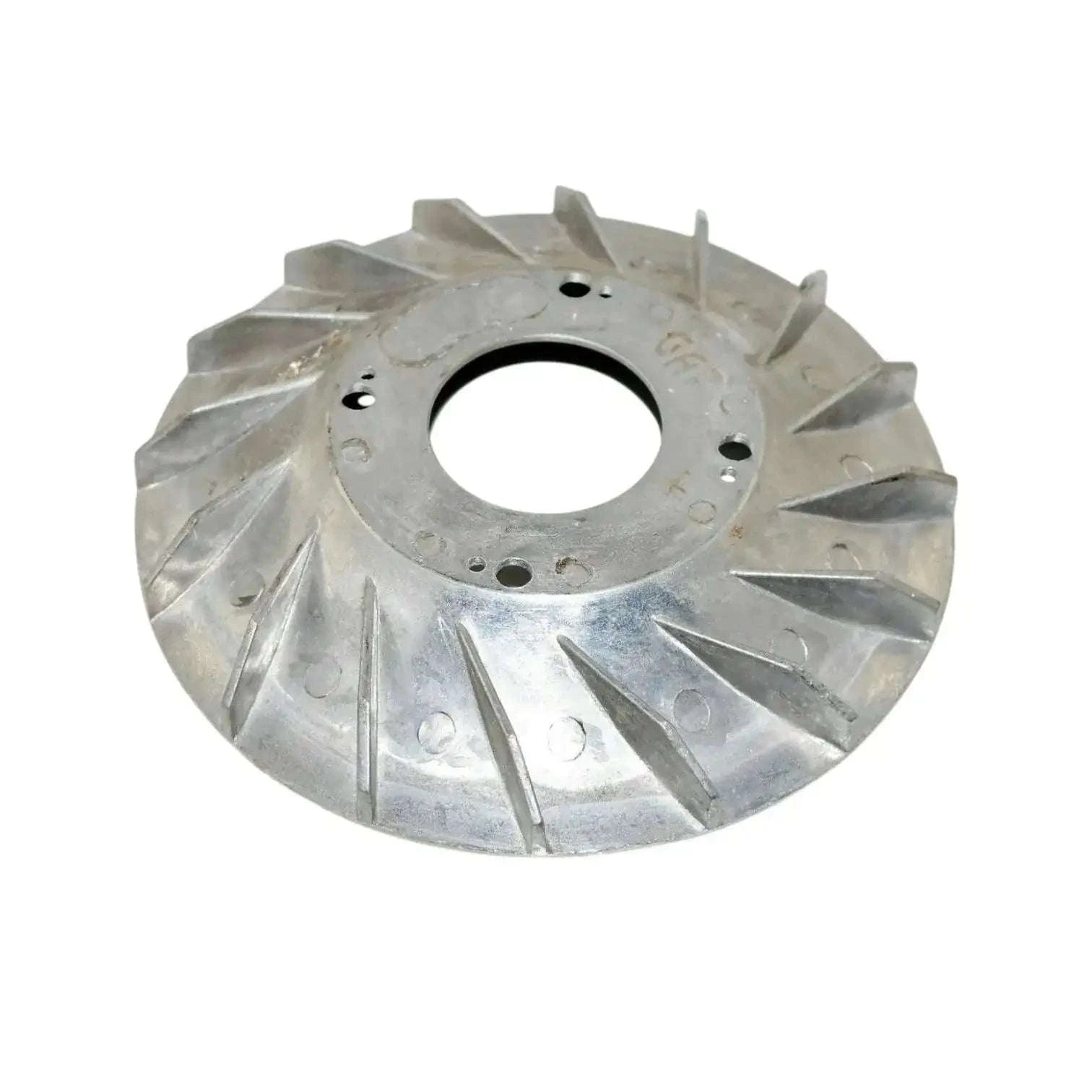 Aluminum flywheel cover with cooling fins and center mounting hole