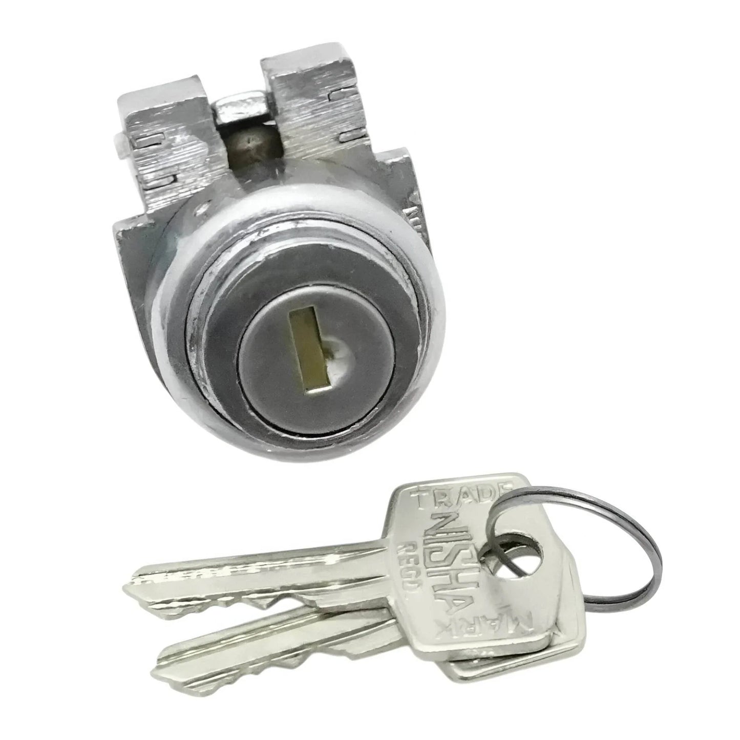 Metal steering lock cylinder with two keys and key ring