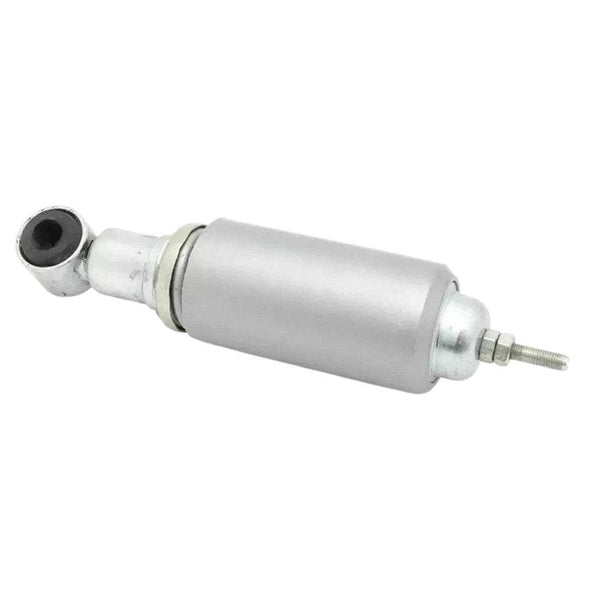 Front damper shock absorber with white cylinder and metal mounting eye