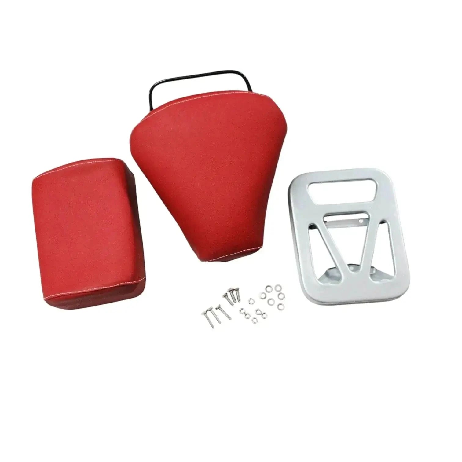Red Vespa seat set with handle, designed for VBB, GL, VNA, VNB models.