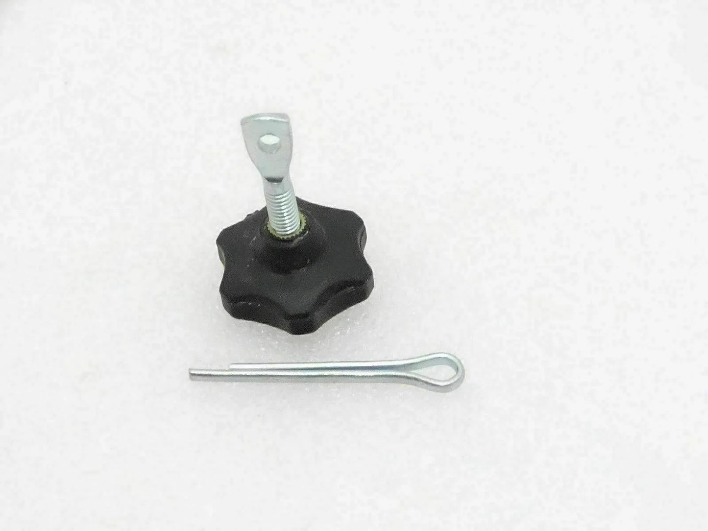 Petrol tank cap bolt with black wing nut and threaded stud