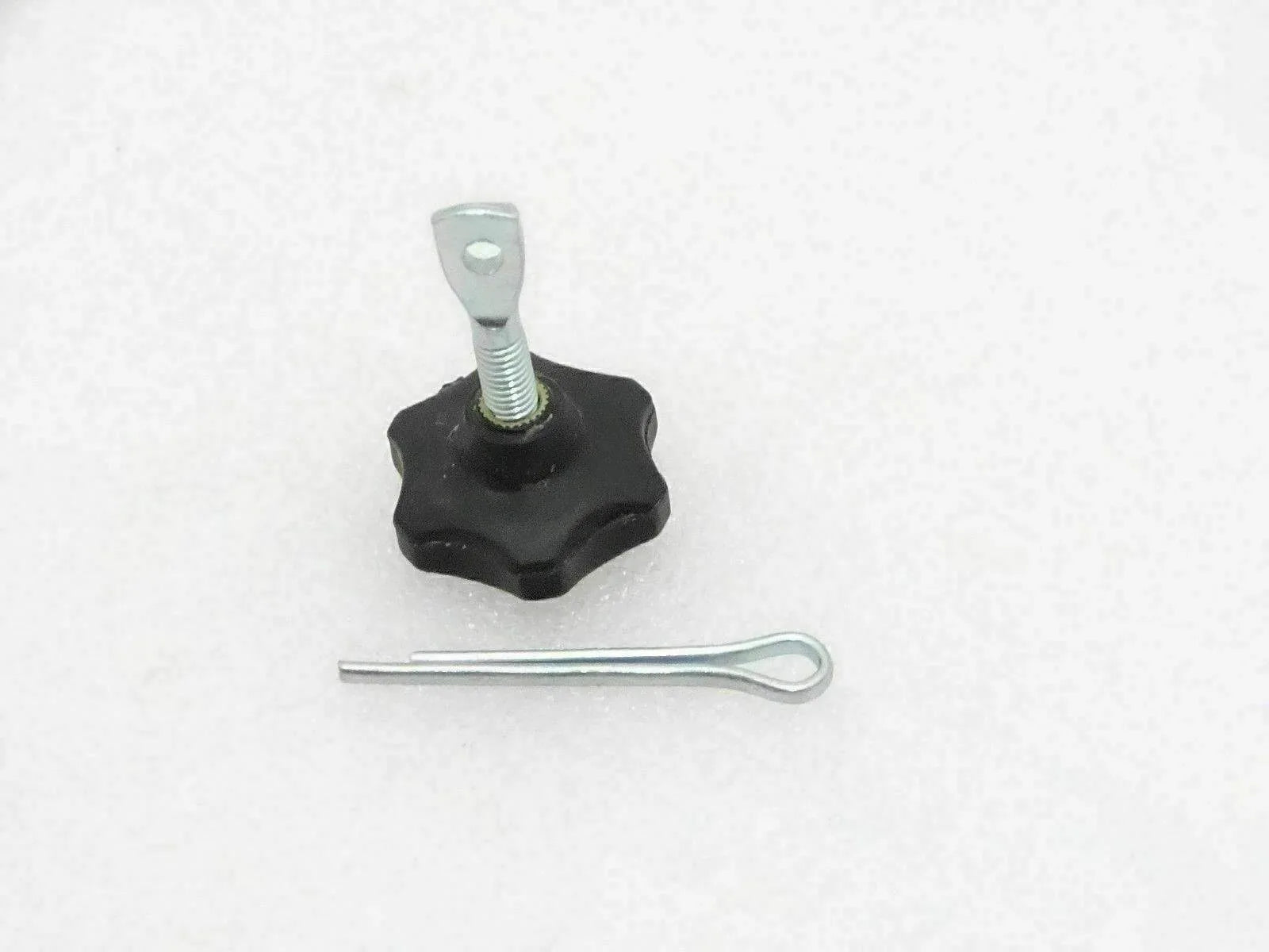 Petrol tank cap bolt with black wing nut and threaded stud