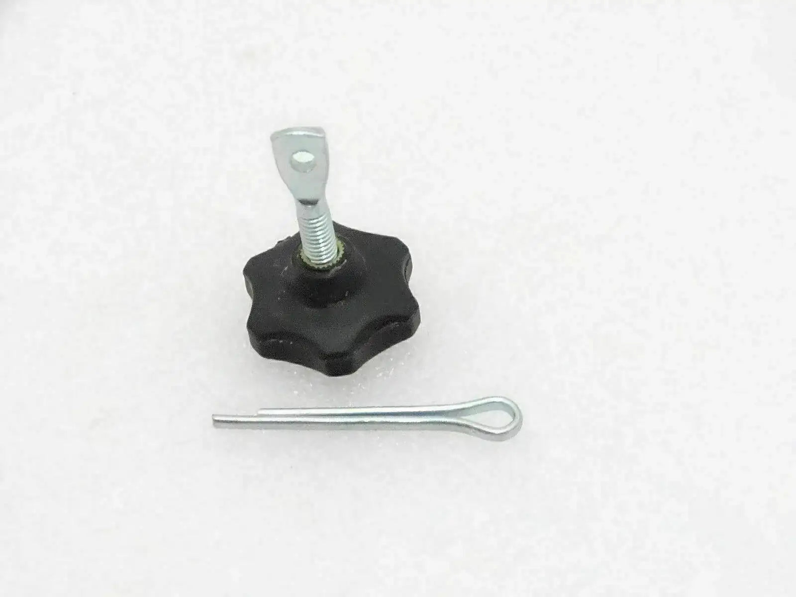 Petrol tank cap bolt with black wing nut and threaded stud