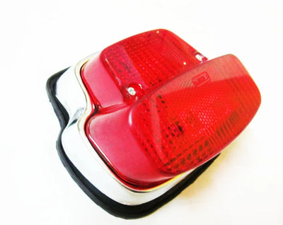 Vespa VBB tail light lamp with dual red lenses, durable rubber base for motorcycles and scooters
