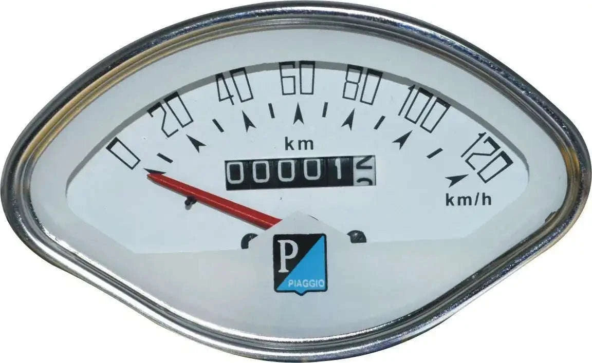 VESPA White Face Speedometer 0-120 kph for VBB, SS, GS, Sprint