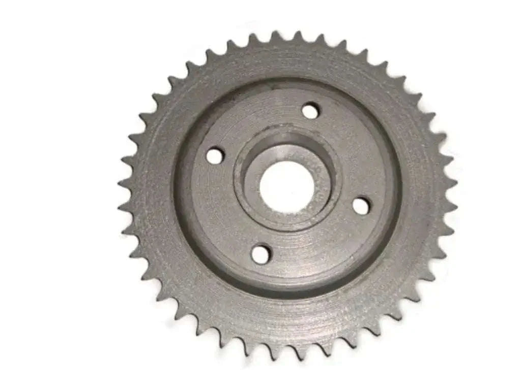 Vintage rear sprocket with 42 teeth and four bolt holes, gray metal