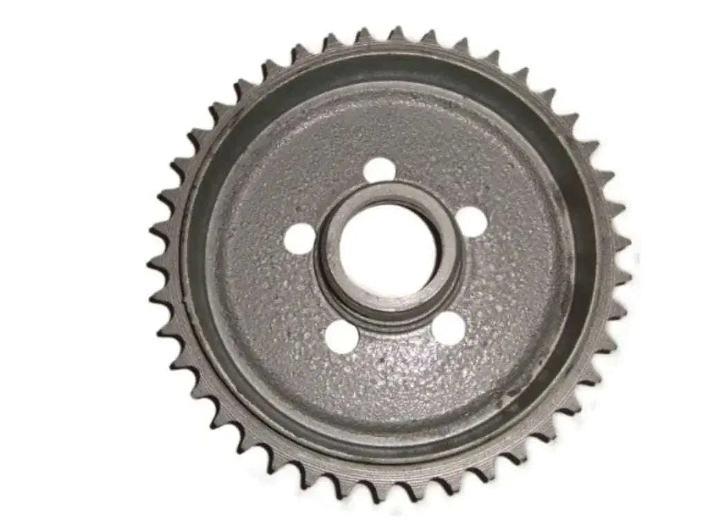Matchless rear sprocket, dark metal with gear teeth and four mounting holes