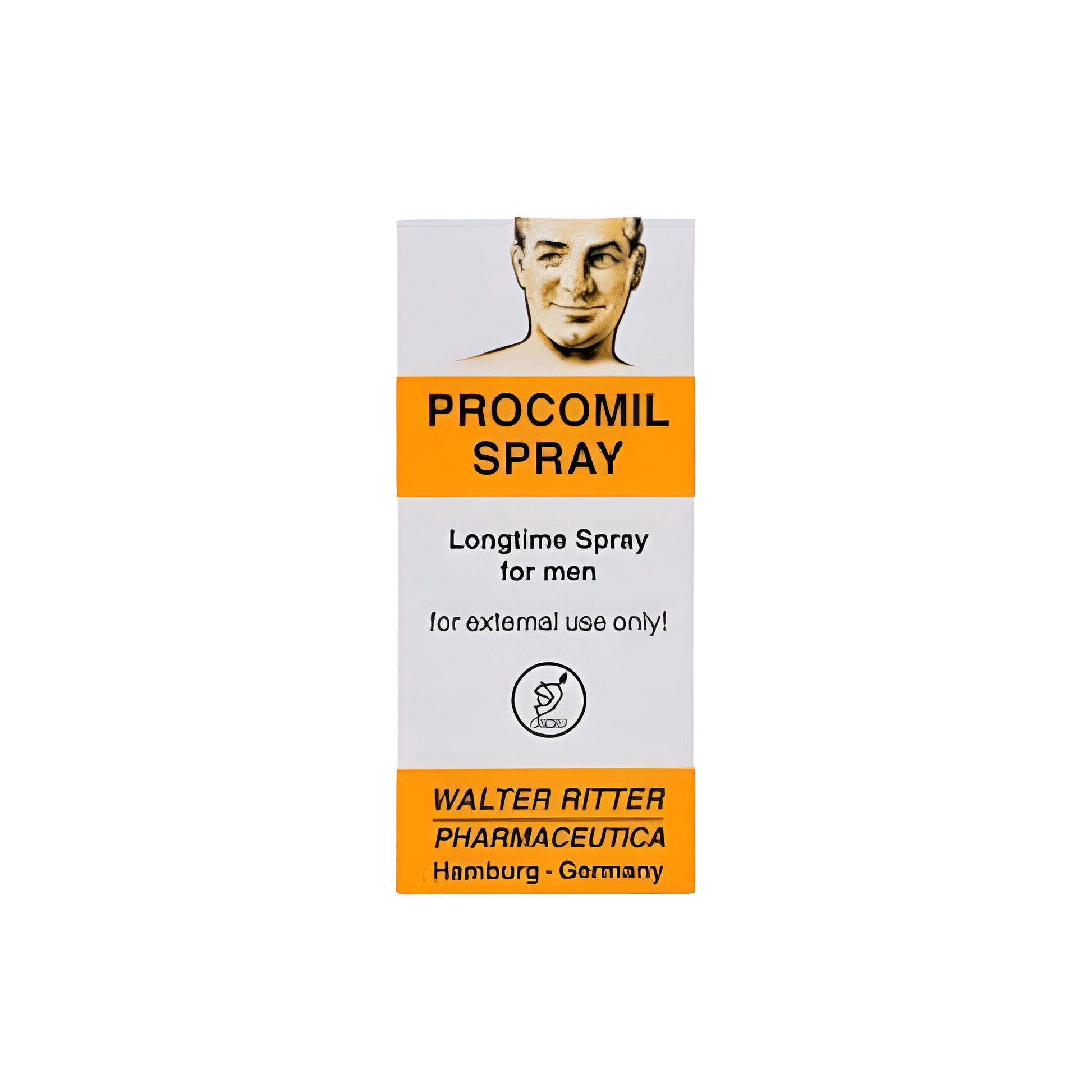 Procomil spray for men in packaging highlighting its external use for prolonged performance