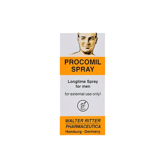 Procomil spray for men in packaging highlighting its external use for prolonged performance