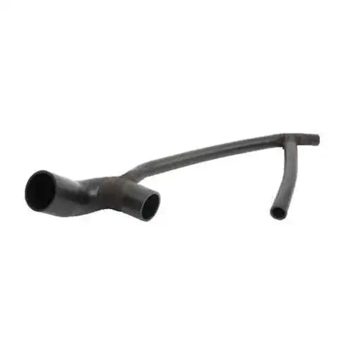 Rubber water hose with curved split ends, open nozzles