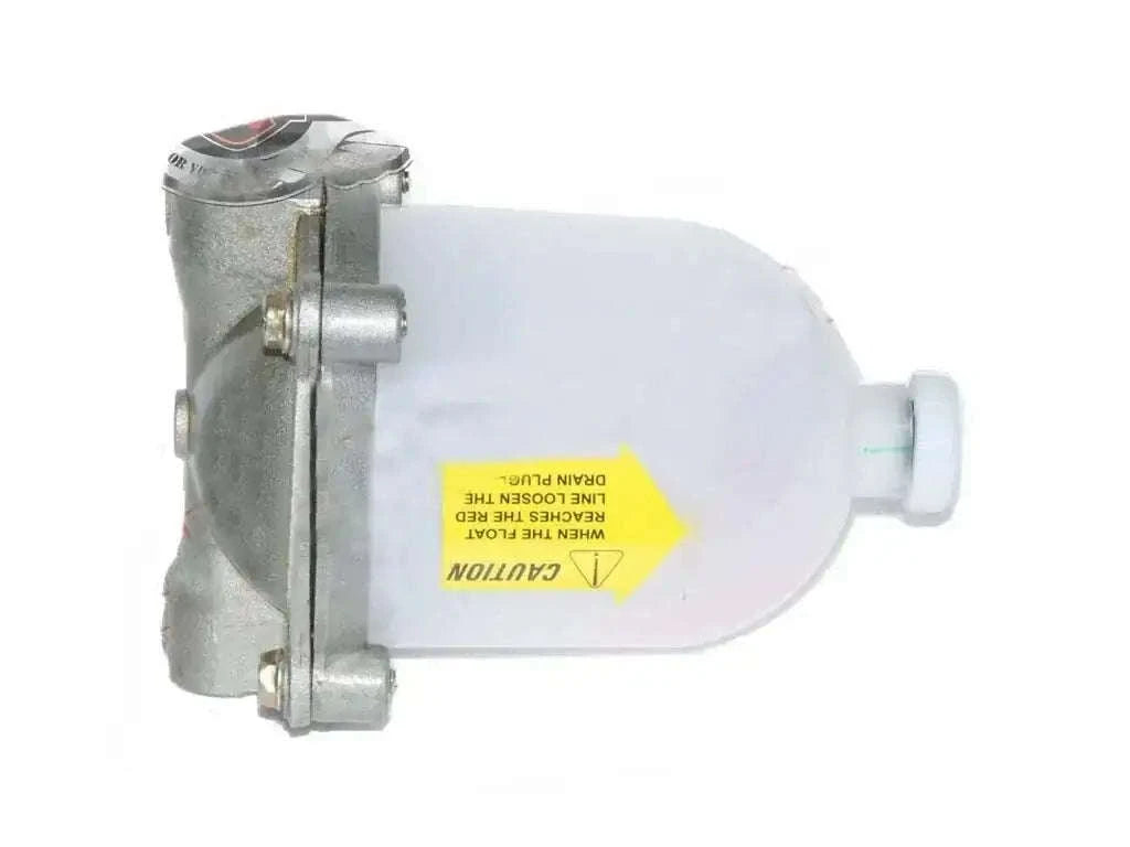 Water separator assembly with metal mounting bracket and white plastic housing