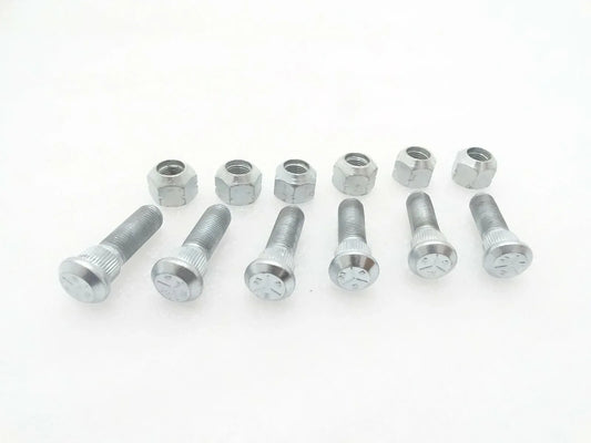 Set of 8 steel front wheel hub bolts and nuts, designed for optimal wheel bolts torque in vehicles
