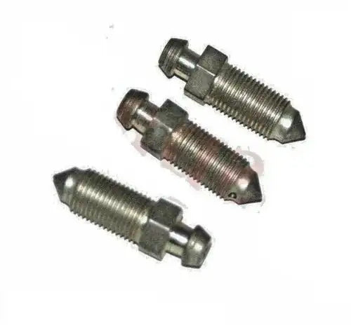 Wheel cylinder bleeder screw set of 3 with threaded metal valves