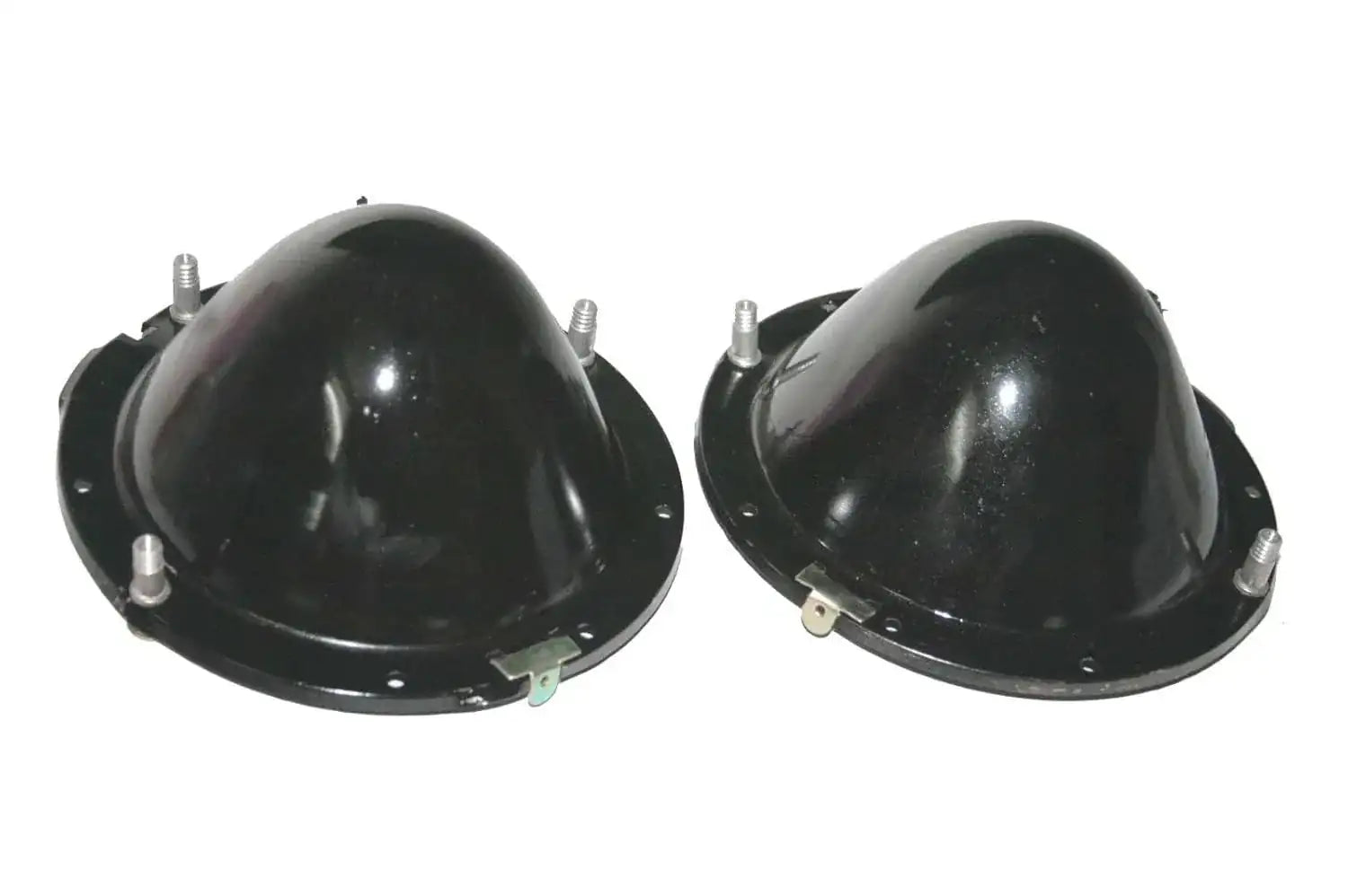 Pair of black headlight holding bucket units with mounting studs