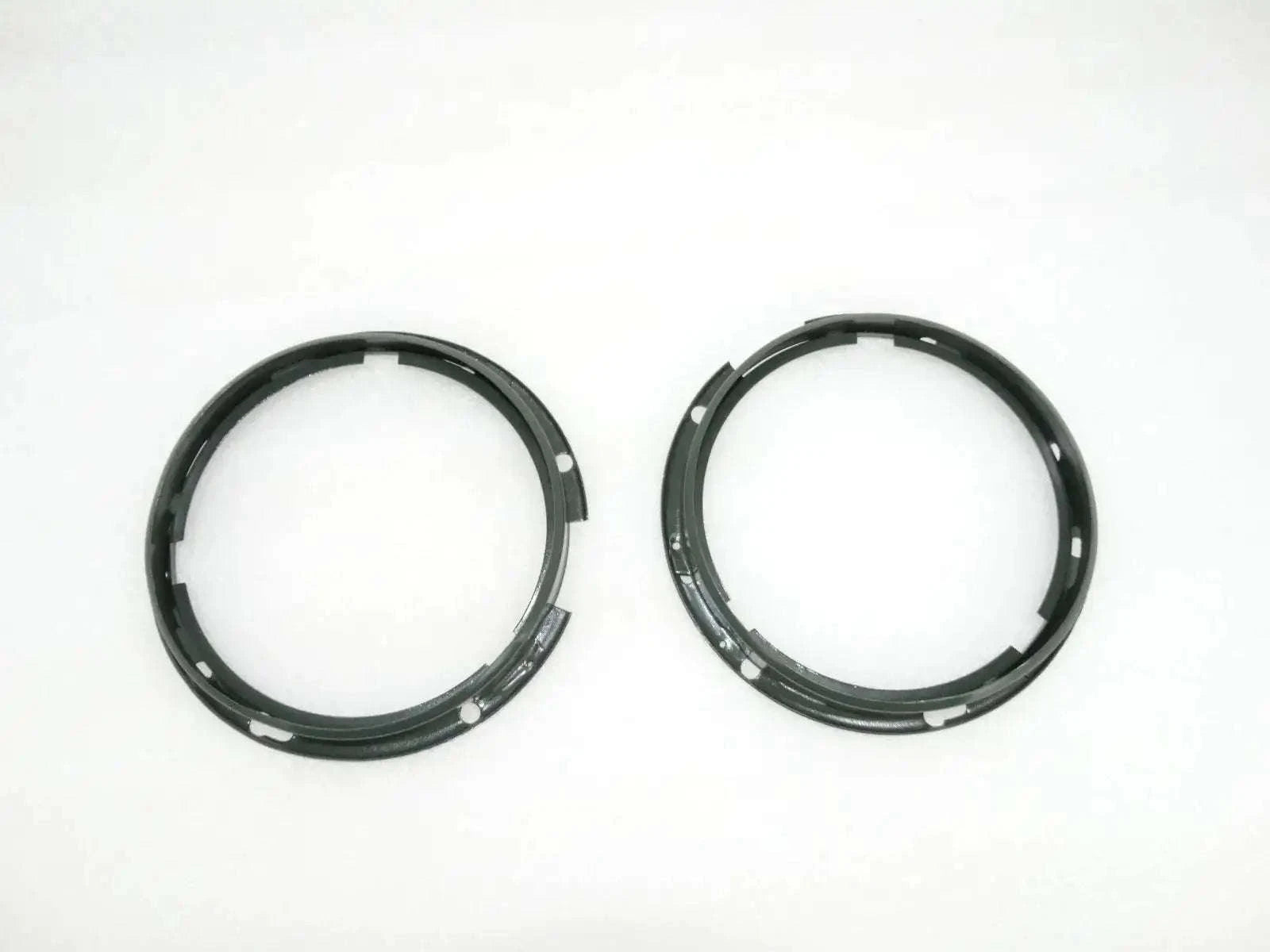 Headlight inner rim set, black metal rings, pair