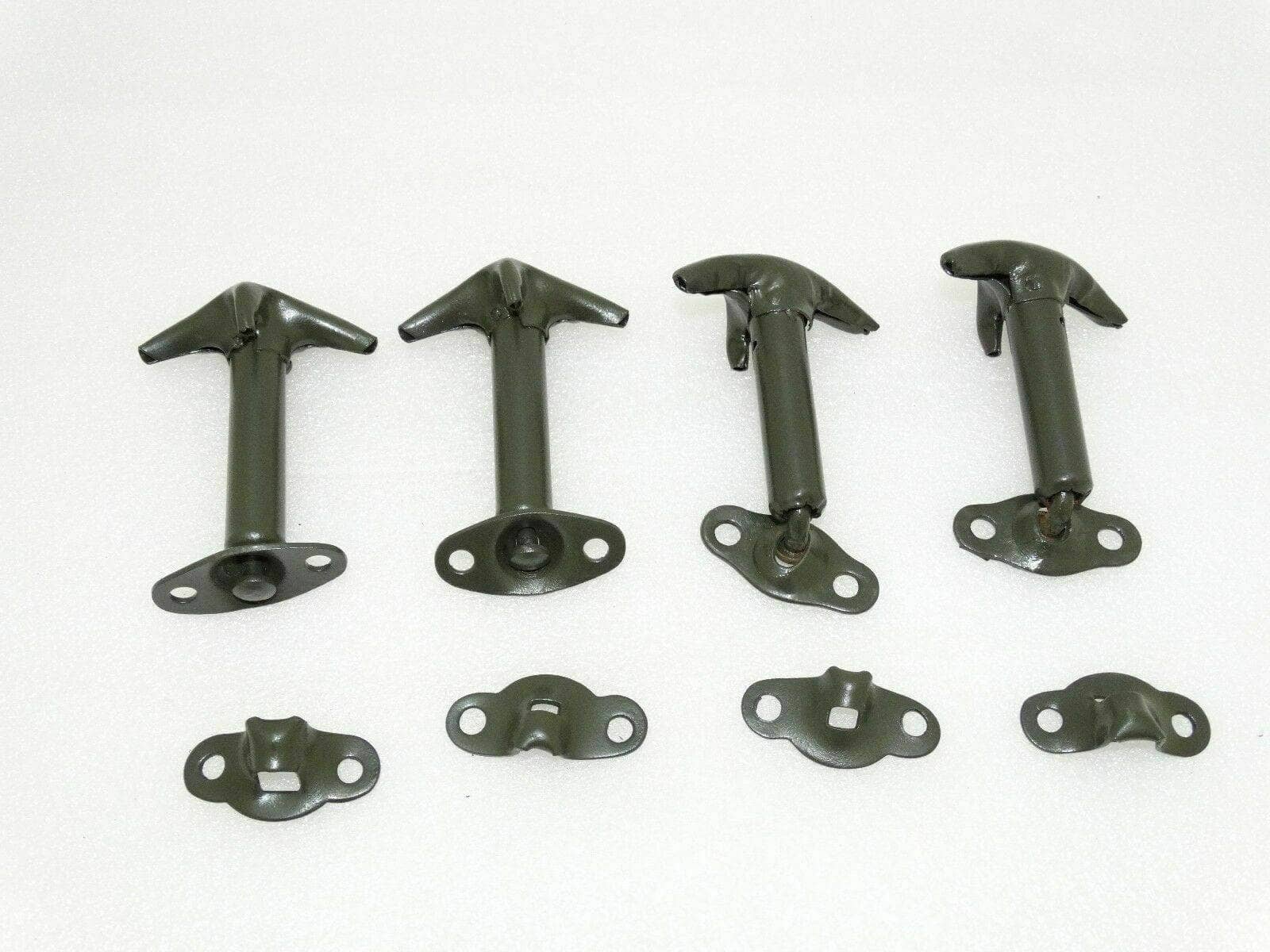 Willys Jeep hood latch kit set featuring durable green metal components for secure hood fastening