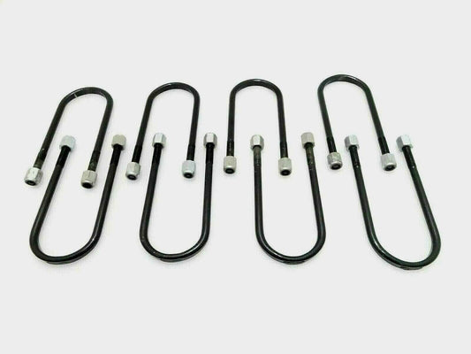 Willys Jeep leaf spring U bolt set, durable black steel clips for secure suspension mounting