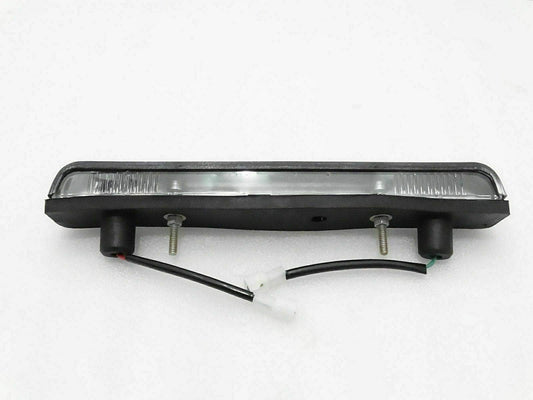 Willys Jeep number plate light in black with clear lens and wiring connections