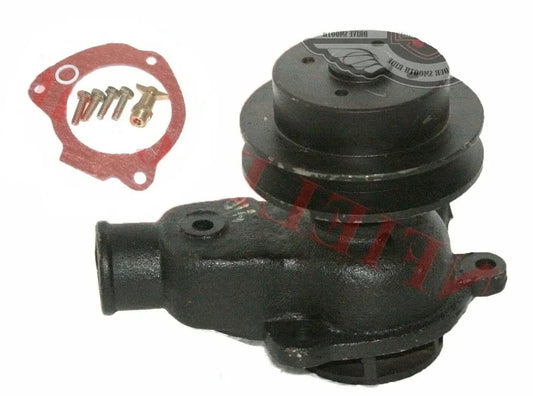 Water pump assembly with gasket and bolts, black metal housing, round pump body
