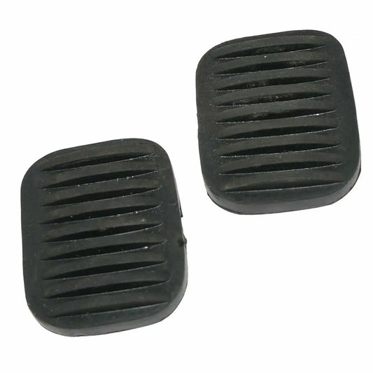 Black brake pedal rubber pad covers with ridged tread, two-piece set
