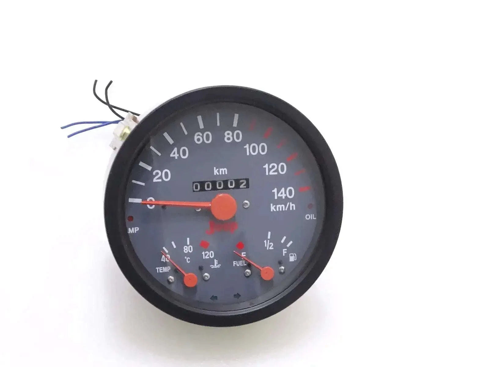 Jeep speedometer gauge with fuel, temperature, amp and oil indicators