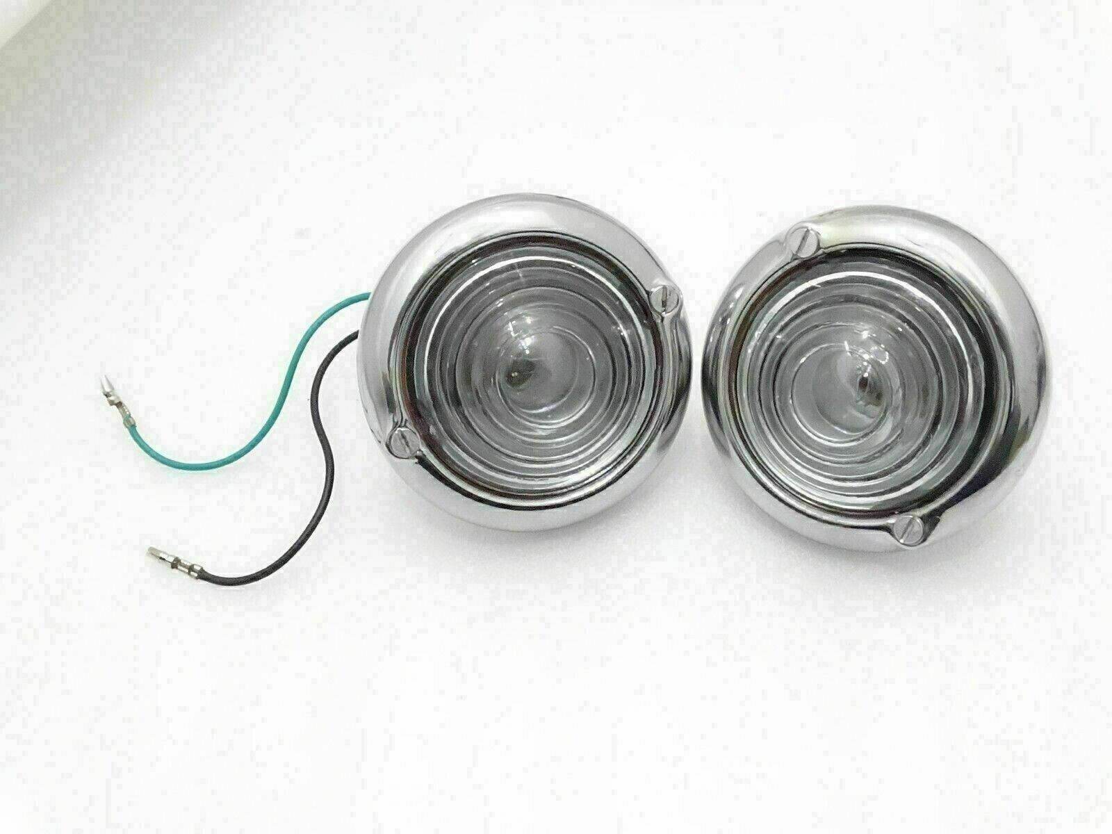 Pair of clear glass lights for Willys Jeep turn signal lights with chrome housing for enhanced visibility