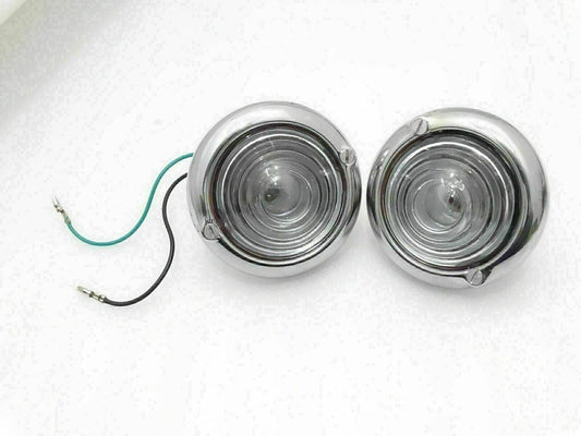 Pair of clear glass lights for Willys Jeep turn signal lights with chrome housing for enhanced visibility