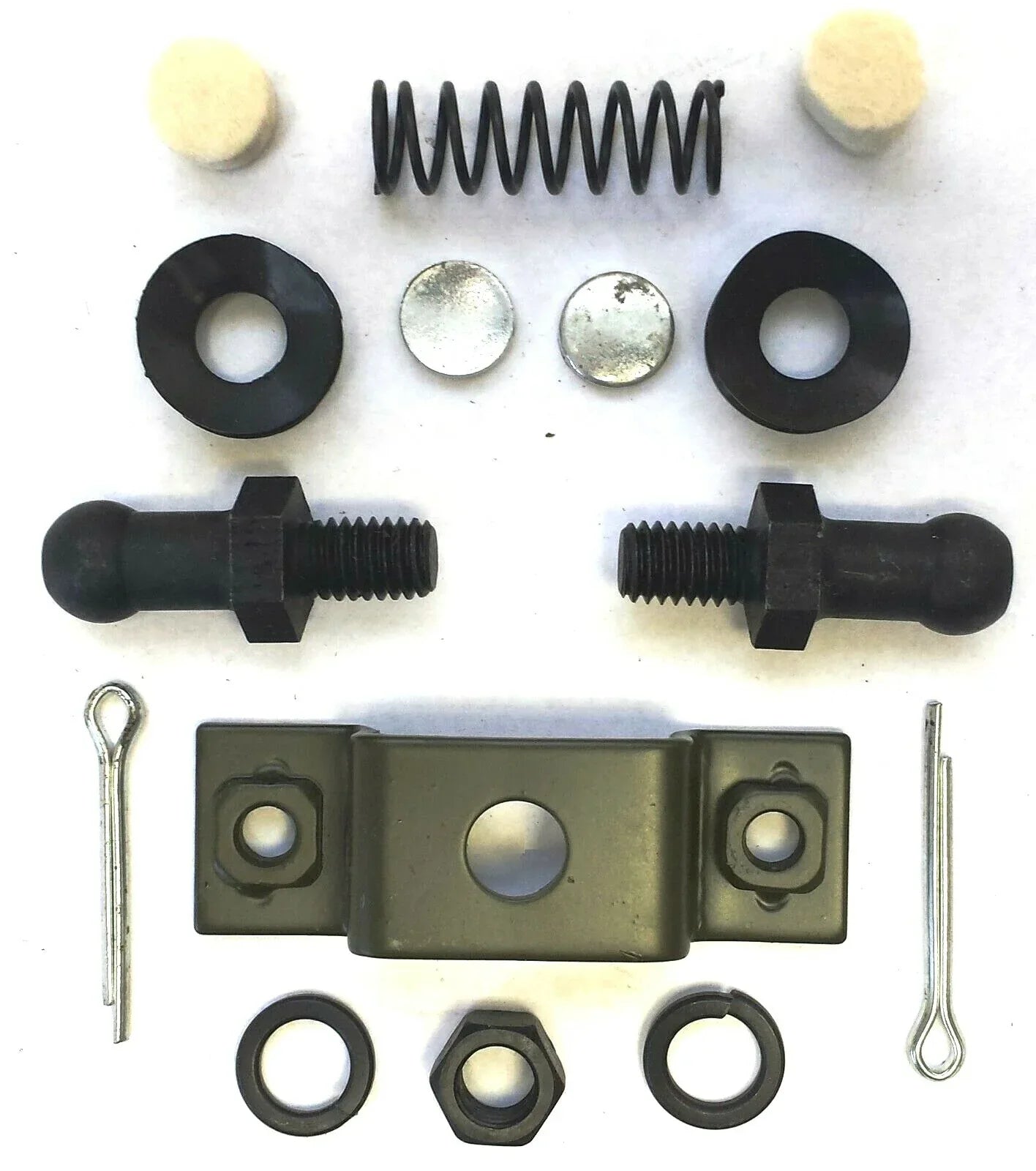 Clutch control ball stud repair kit parts: shafts, springs, washers, nuts, pins