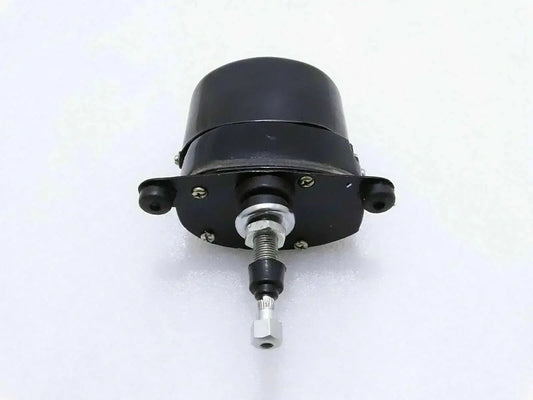 12V universal windscreen wiper motor with black housing and output shaft