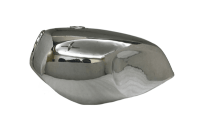 Aftermarket Yamaha RD350LC fuel tank 1980 in polished metal finish for motorcycle restoration