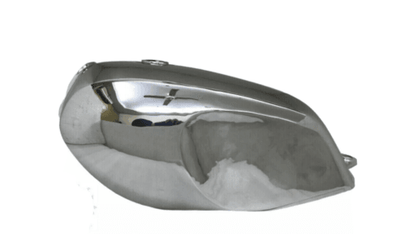 Aftermarket Yamaha RD350LC fuel tank 1980 with polished chrome finish for classic motorcycle restoration