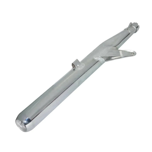 Yamaha RX 100 exhaust silencer muffler, chrome finish, 360mm long, enhances motorcycle performance