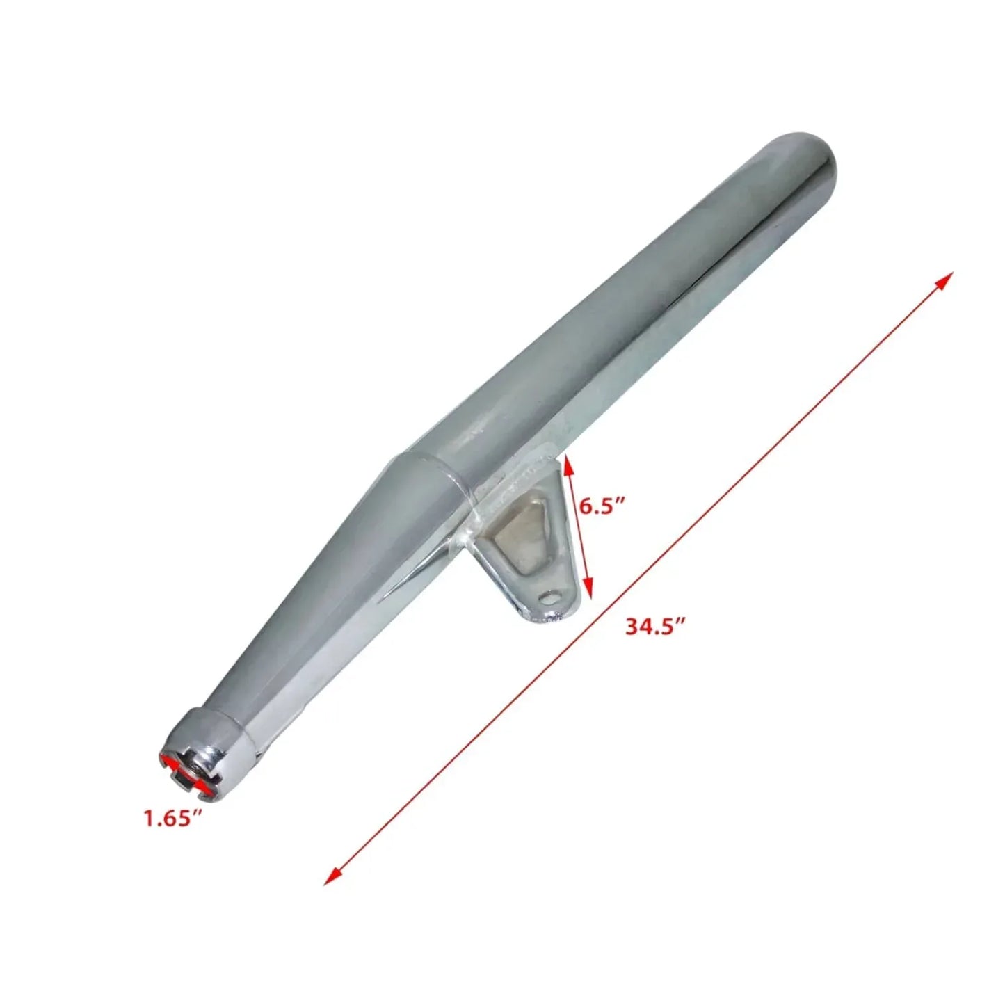 Yamaha RX 100 exhaust silencer muffler, 34.5 inches long, steel construction for efficient motorbike noise reduction