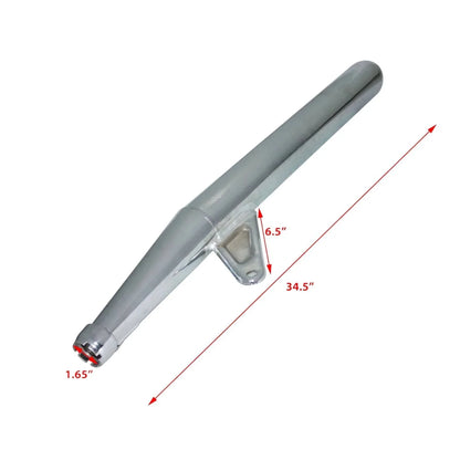 Yamaha RX 100 exhaust silencer muffler with a sleek design and precise dimensions