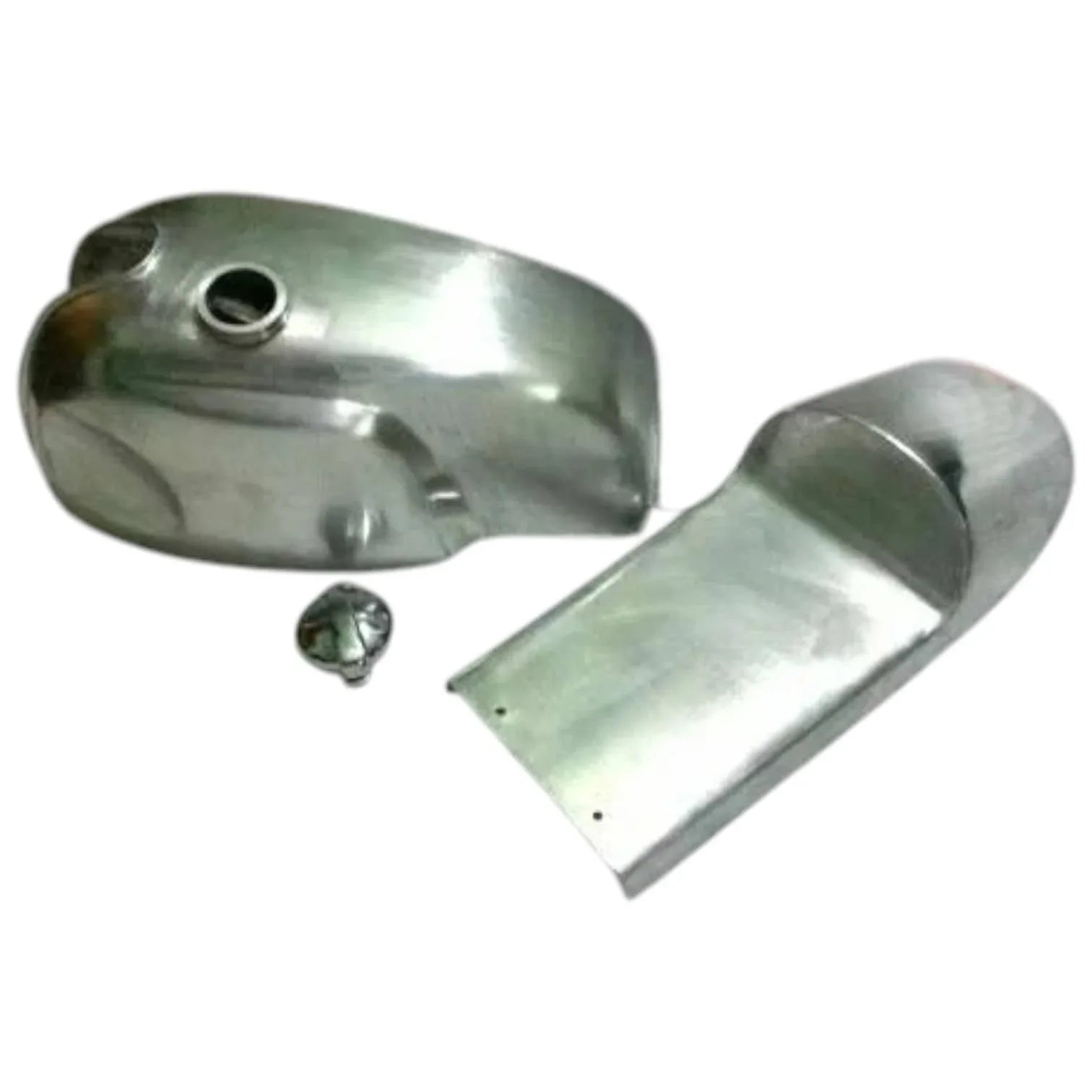 Yamaha SR500 cafe racer body kit with polished aluminum fuel tank and rear fender